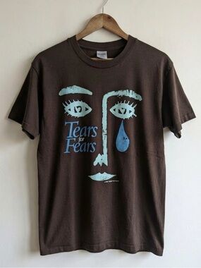 Gildan Brown Tee with Light Blue Tears Graphic | Unisex Shirt